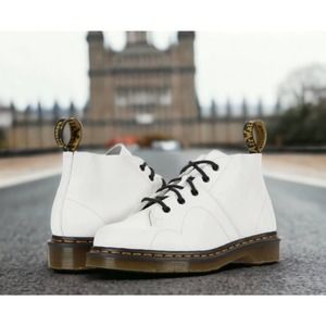 Dr Martens CHURCH Lace Up Leather Monkey White Boots Womens 12 New Fast Ship